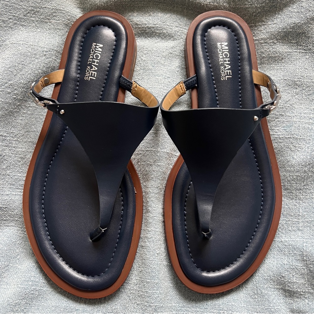 Michael Kors Daniella Leather Sandal Navy Blue 6.5
